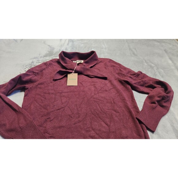 NWT BODEN Women's Size Medium Deep Wisteria Knitted Bow Sweater - Picture 2 of 9